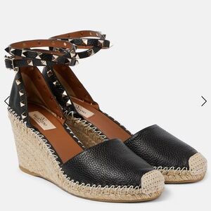 Valentino Black and Tan Espadrille Wedges